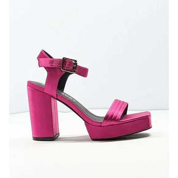 Sol Sana Women's Cathy Pink Satin Platform Sandals Size 38 EU (MSRP $165)