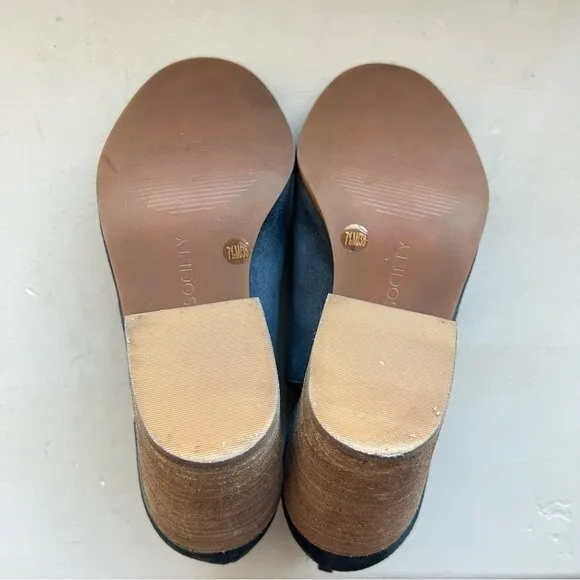 Sole Society Blue Suede So-Ferris Open Toe Bootie Sandals Block Heel Size 7.5