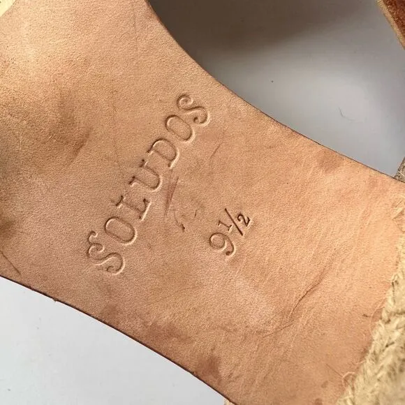 Soludos Capri Suede Block Heel Espadrille Sandals in Beige Size 9.5