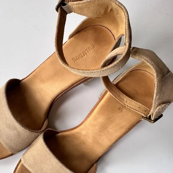 Soludos Capri Suede Block Heel Espadrille Sandals in Beige Size 9.5
