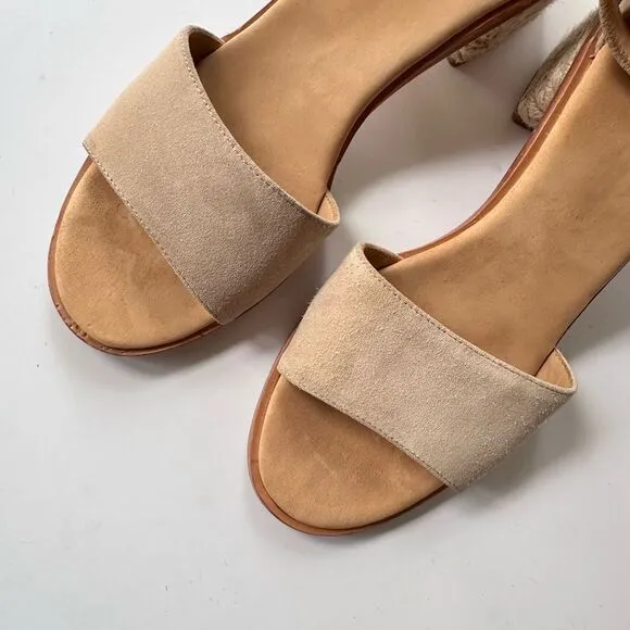 Soludos Capri Suede Block Heel Espadrille Sandals in Beige Size 9.5