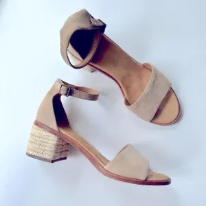 Soludos Capri Suede Block Heel Espadrille Sandals in Beige Size 9.5