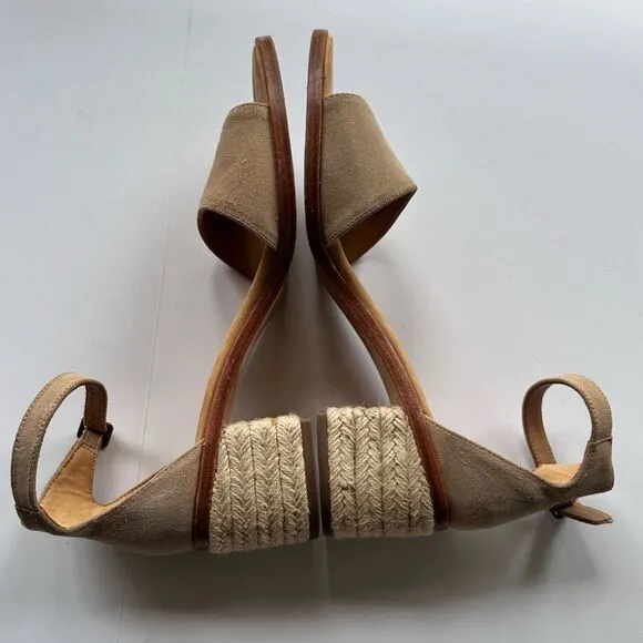 Soludos Capri Suede Block Heel Espadrille Sandals in Beige Size 9.5