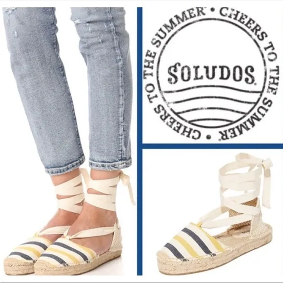 SOLUDOS | Striped Gladiator Platform Sandals Size 8.5