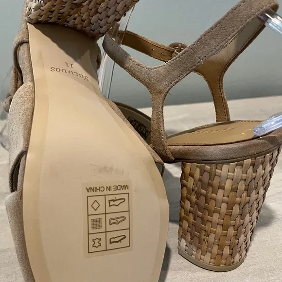 Soludos Suede Heels with Wicker Covered Heels Size 11