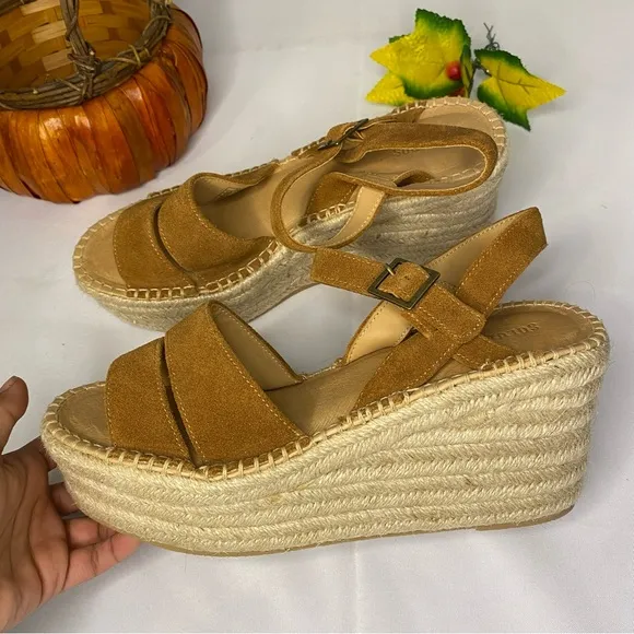Soludos Walnut Como Platform Wedge 9.5
