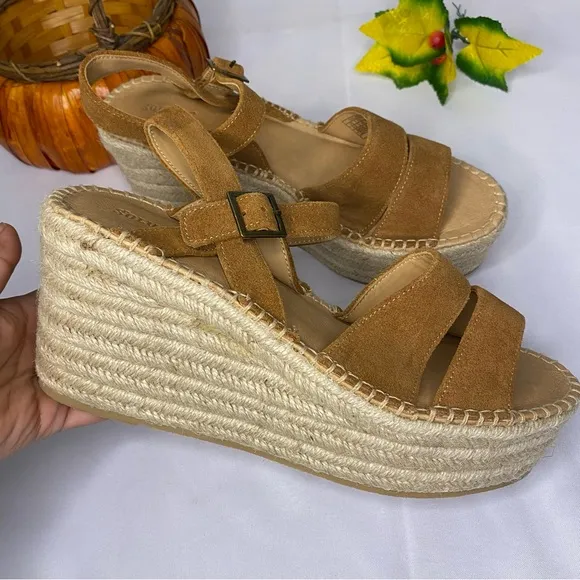 Soludos Walnut Como Platform Wedge 9.5