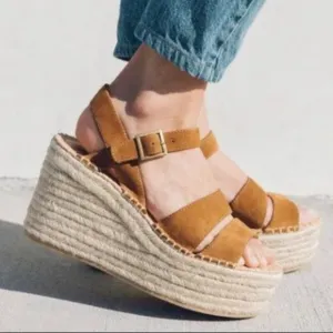 Soludos Walnut Como Platform Wedge 9.5