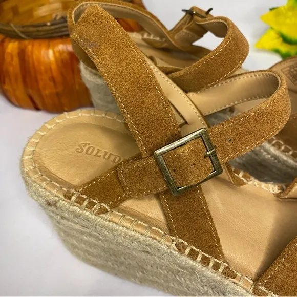 Soludos Walnut Como Platform Wedge 9.5