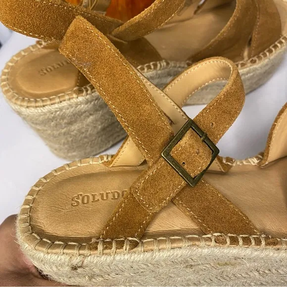 Soludos Walnut Como Platform Wedge 9.5