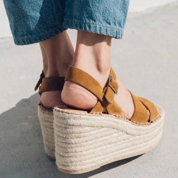 SOLUDOS • Walnut Como Platform Wedge Sandals Includes Box