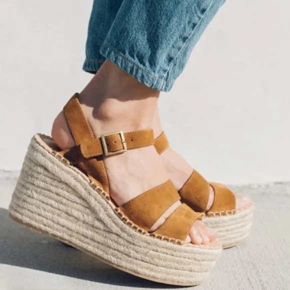 SOLUDOS • Walnut Como Platform Wedge Sandals Includes Box