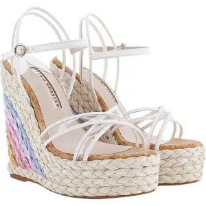 Sophia Webster Womens Ines Epadrille White Adjustable Wedge Sandals New