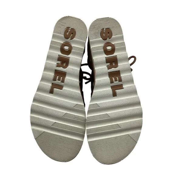 SOREL Cameron Flat Form Lace Wedge Cork Sandals Brown Womens 6 NWOT