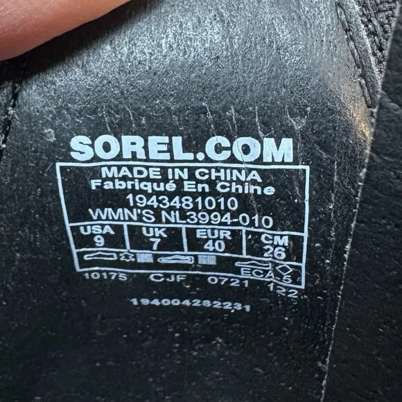 Sorel Cameron Flatform Ankle Strap Wedge Sandals Leather Off White &amp; Black SZ 9