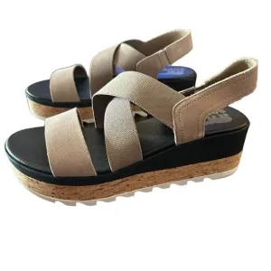 Sorel Cameron Flatform Wedge Slingback Cork Platform Banded Straps NEW Size 9