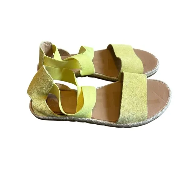 Sorel Ella II Flat Sandals Stretch Sunnyside Yellow Pull-On Strappy Size 9.5