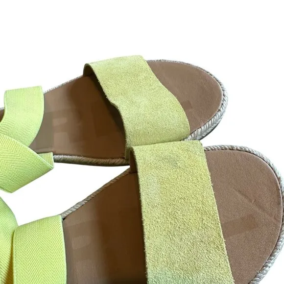 Sorel Ella II Flat Sandals Stretch Sunnyside Yellow Pull-On Strappy Size 9.5