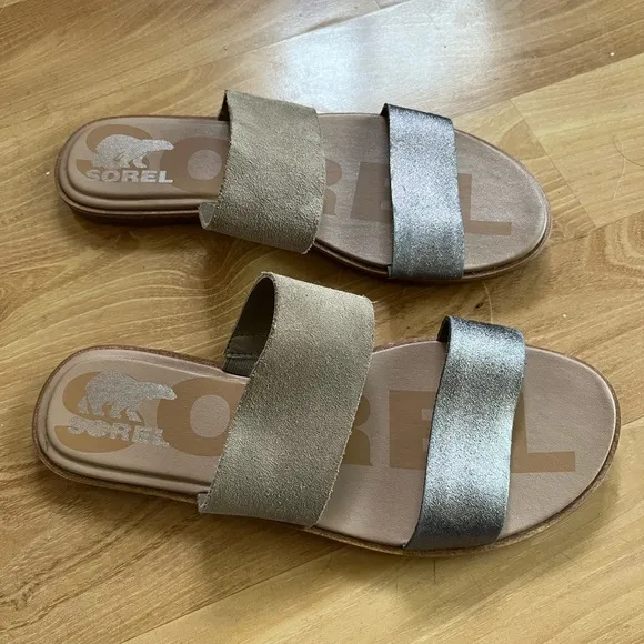 Sorel Ella II Leather Slide Sandals Sz 8