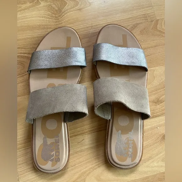 Sorel Ella II Leather Slide Sandals Sz 8