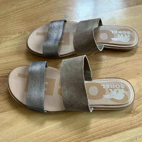 Sorel Ella II Leather Slide Sandals Sz 8