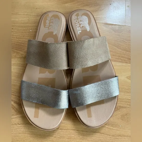 Sorel Ella II Leather Slide Sandals Sz 8