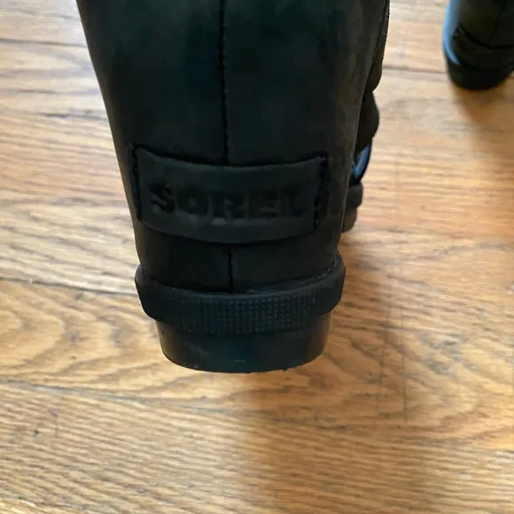 Sorel Joanie II all black lace up wedge sandals 7