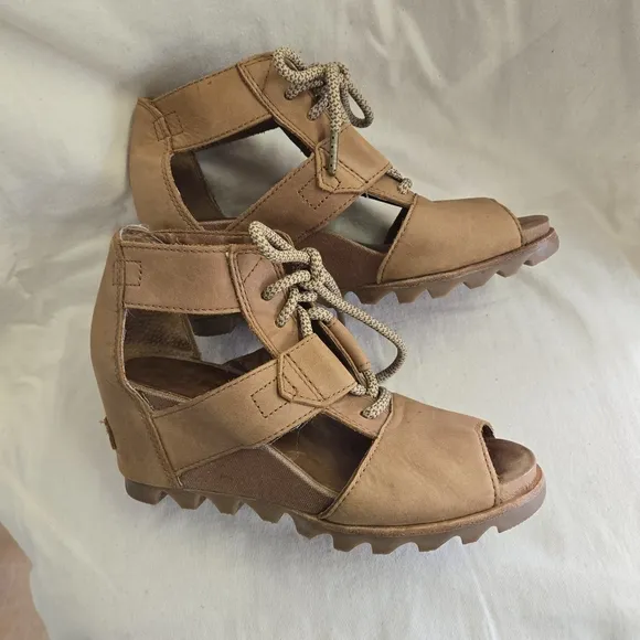 Sorel Joanie II Lace Ankle Wedge Sandals 7