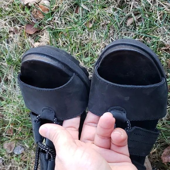 Sorel Joanie II Lace Black Wedge Sandals Size 6.5 Women's Goth Punk