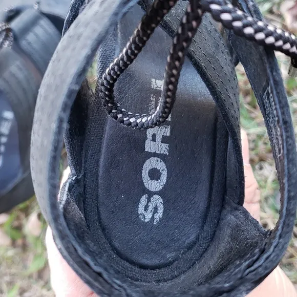 Sorel Joanie II Lace Black Wedge Sandals Size 6.5 Women's Goth Punk