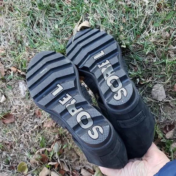 Sorel Joanie II Lace Black Wedge Sandals Size 6.5 Women's Goth Punk