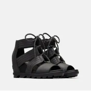 Sorel Joanie II Lace Black Wedge Sandals Size 6.5 Women's Goth Punk