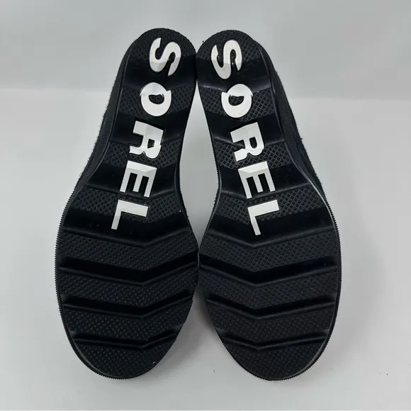 Sorel Joanie II Slide Sandals Wedge Suede Leather Black Size 6