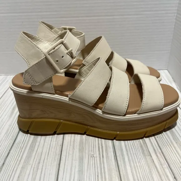Sorel Joanie III Sandals Women's 7.5 Leather Strappy Platform Wedge
