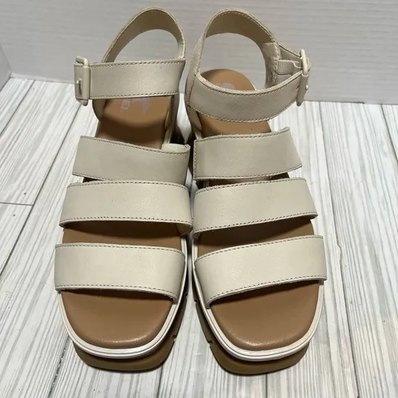 Sorel Joanie III Sandals Women's 7.5 Leather Strappy Platform Wedge