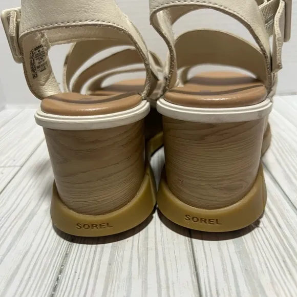 Sorel Joanie III Sandals Women's 7.5 Leather Strappy Platform Wedge