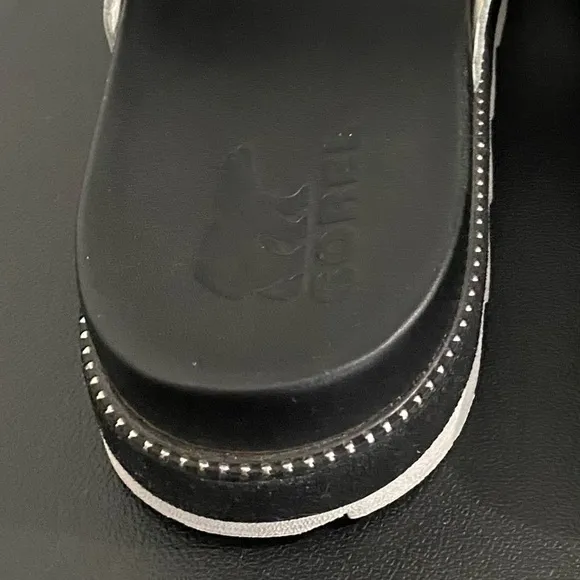 Sorel Roaming Big Buckle Slide Sandals Leather 90s Chunky Beaded Studded Neutral