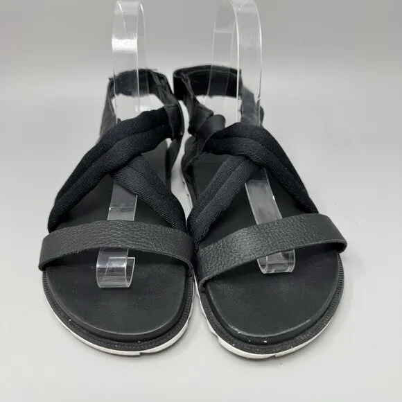 Sorel Roaming Multi-Strap Sandals Womens Strappy Gladiator Black White Size 5.5