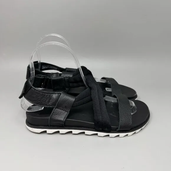 Sorel Roaming Multi-Strap Sandals Womens Strappy Gladiator Black White Size 5.5