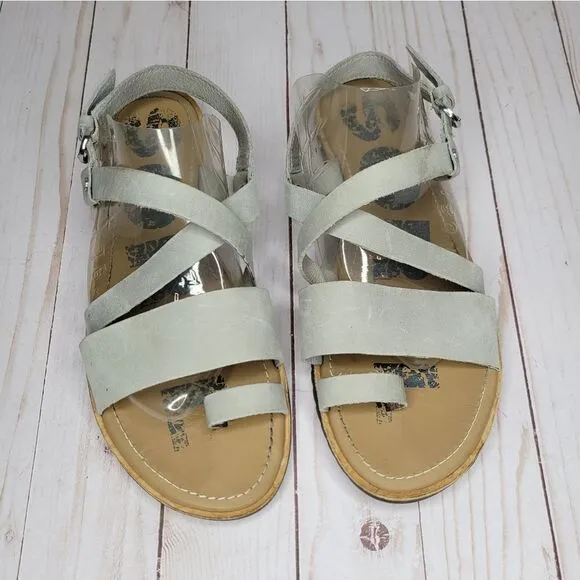 Sorel Taupe Leather Strappy Toe Loop Gladiator Sandals