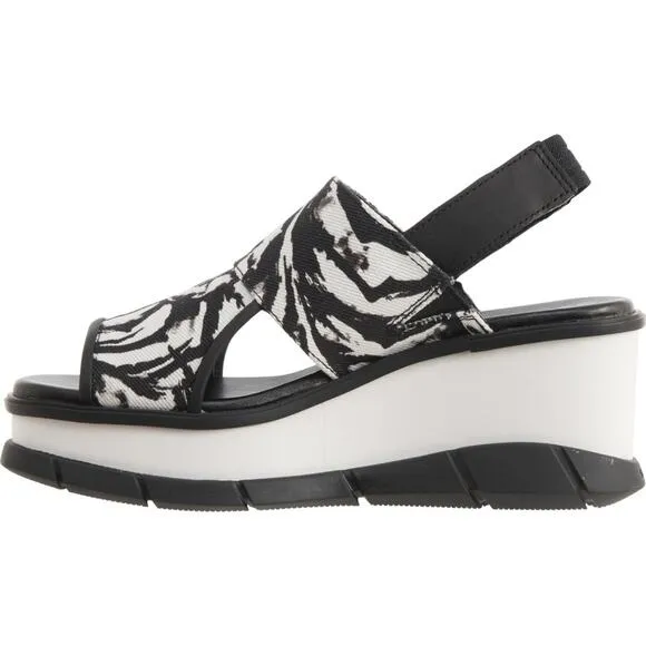 Sorel Women's Black White Joanie III Slingback Wedge Sandals Size 8 NEW
