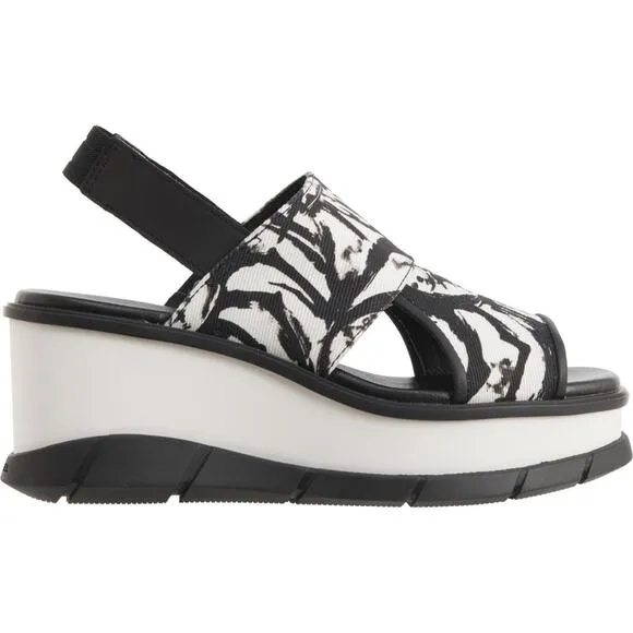Sorel Women's Black White Joanie III Slingback Wedge Sandals Size 8 NEW