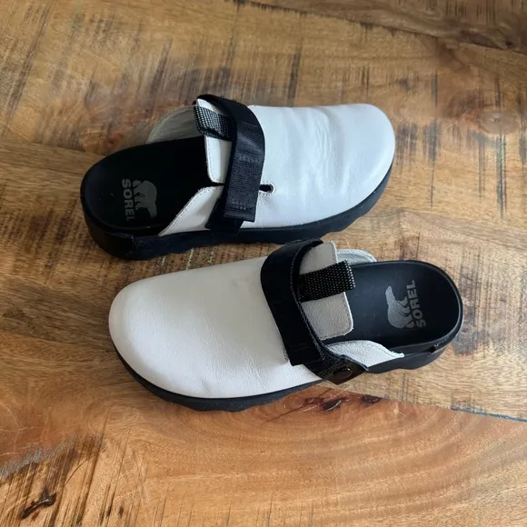 Sorel Womens Black White Viibe™ Clog Size 8.5