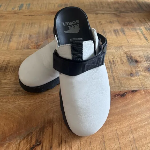 Sorel Womens Black White Viibe™ Clog Size 8.5