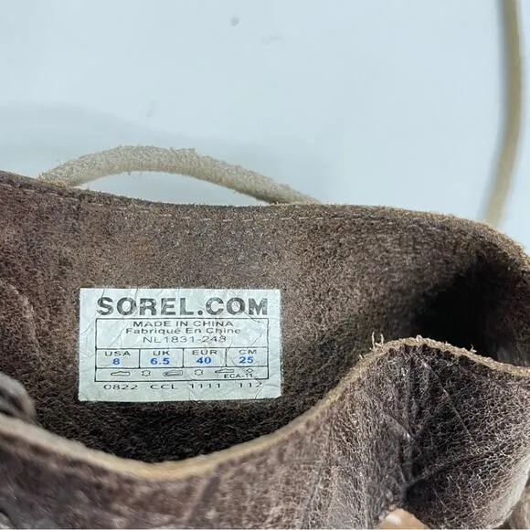 Sorel Women’s Brown Textured Leather Summer Boot Lace Up Tie Sandals Size 8