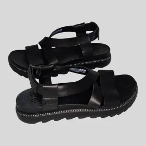 Sorel Women's Roaming Crisscross Sandals Black Leather Size 8.5 Platform