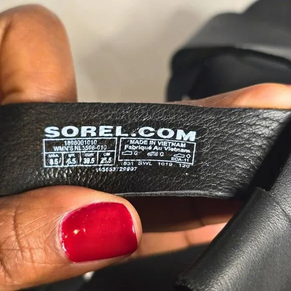 Sorel Women's Roaming Crisscross Sandals Black Leather Size 8.5 Platform