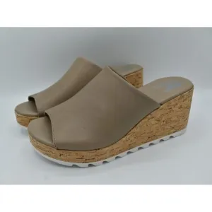 Sorel Womens Size 9 Omega Taupe Sea Salt Cameron Wedge Platform Mules Sandals