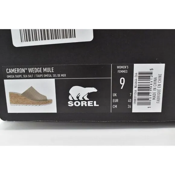 Sorel Womens Size 9 Omega Taupe Sea Salt Cameron Wedge Platform Mules Sandals