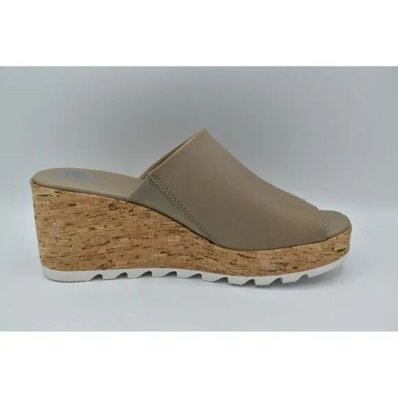 Sorel Womens Size 9 Omega Taupe Sea Salt Cameron Wedge Platform Mules Sandals